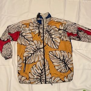 Womens Adidas multi colored long track jacket wit adjustable strap